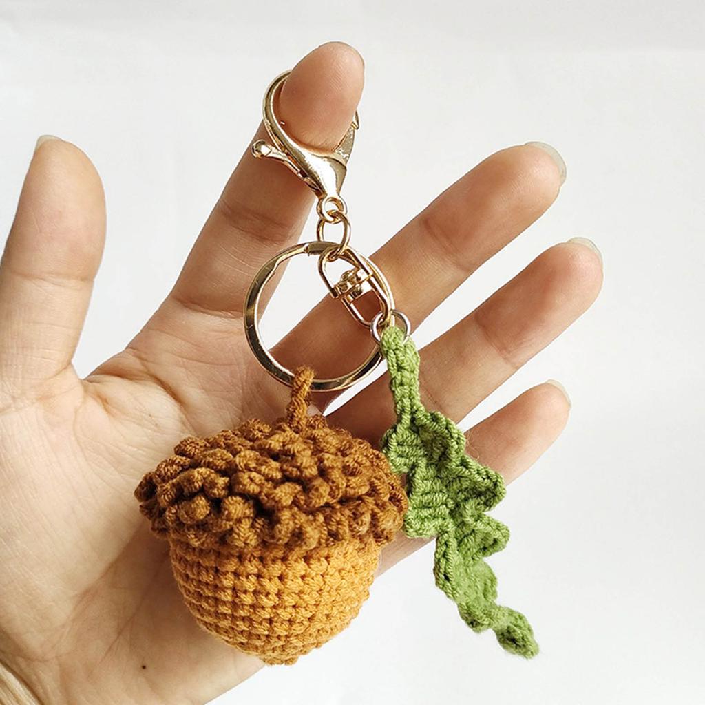 Handcrafted Crocheted Acorn Pendant Exquisite Craftsmanship and Natural Beauty Hangings Decoration for Bags Backpacks