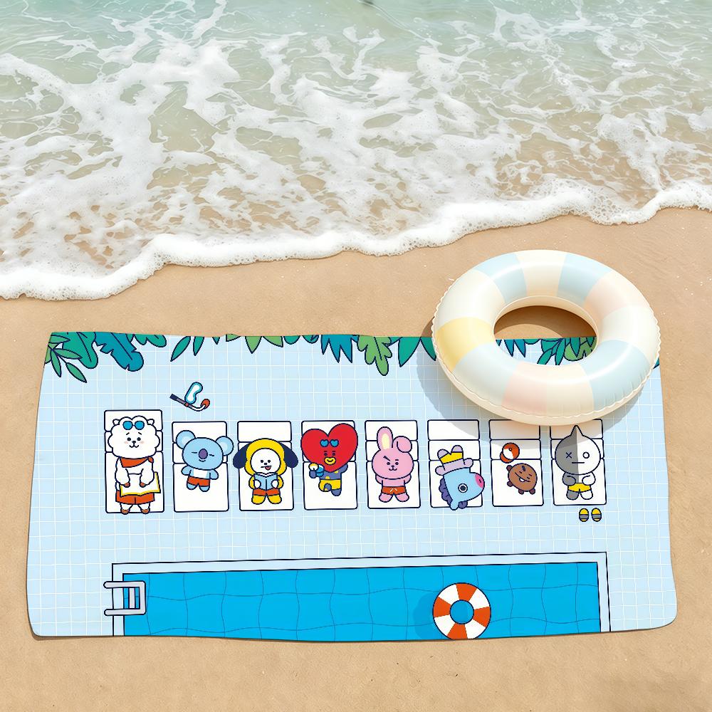 Cartoon cute B-BT 21 Towel Drying Bath Towel Applicable To Light Swimming Camping Yoga Beach Out