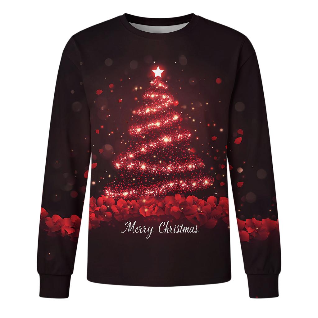 Men's Christmas Printed Imitation Cotton Long-sleeved Shirt