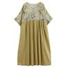 Kurzarm Plus Size Baumwolle Vintage Blumenmuster Neu in Kleidern für Damen lässig locker langes Sommerkleid