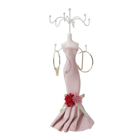 

Mini Manikin Jewelry Stand Lady Mannequin Jewelry Organizer with 8 Hooks 2 Tier Necklace Bracelet Earring Ring Holder Display Stand for Vanity Table