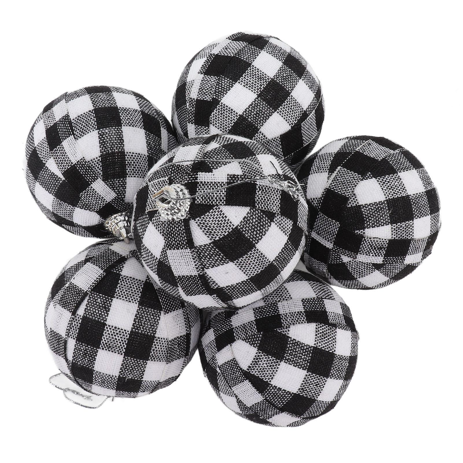 

6Pcs 70mm 2.76 Inch Christmas Ornaments Balls Christmas Tree Decoration Balls New Year s Decor Black and White Check