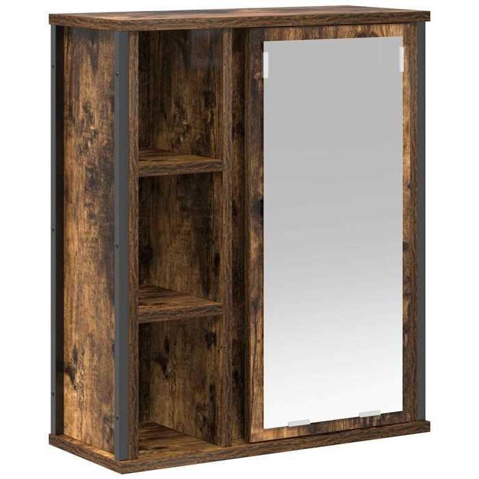 VidaXL Armoire murale de salle de bain miroir chêne fumé 50x21x60 cm, armoire suspendue de salle de bain, meuble mural de 861904
