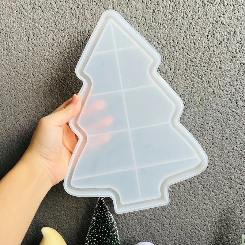 Resin Silicone Christmas Tree Mold with Layered Section Design Wax Resin Tray Mold with Sturdy Base Rounded Edges for Holiday