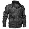 PU Leather Men's Large Size Autumn and Winter Jacket Casual Washed Leather Jacket Stand Collar Jacket Motorcycle Clothing