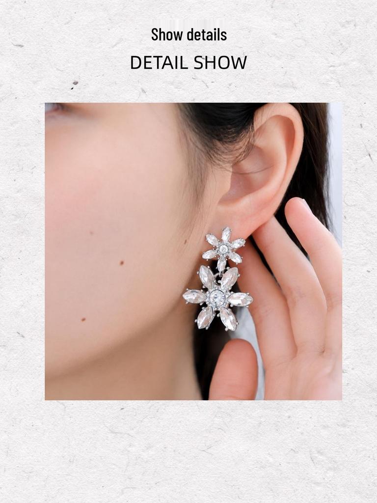 High-End Crystal Flower Stud Earrings: Elegant, Luxurious, Versatile for Any Occasion