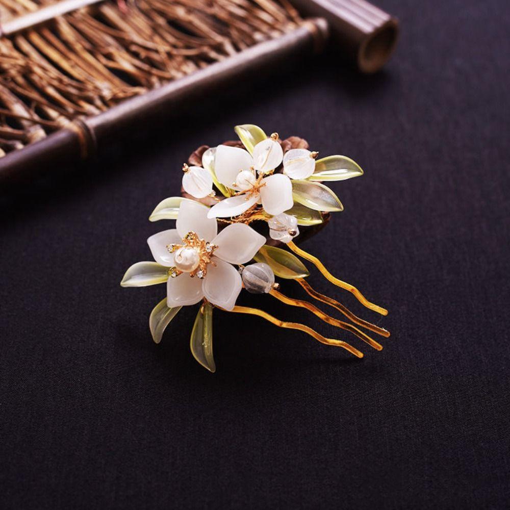 Floral Tang Dynasty Hairpin Tassel Flower Hair Comb Antique Ancient Hair Stick  Children