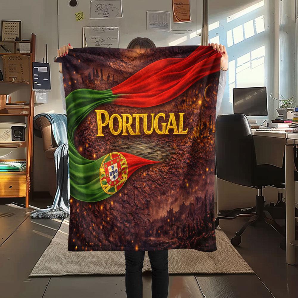 1PC Portugal National Football Team Patterned Flannel Blanket Suitable For All Seasons for Home Decor Warmth and Comfort Gifts Holiday Present