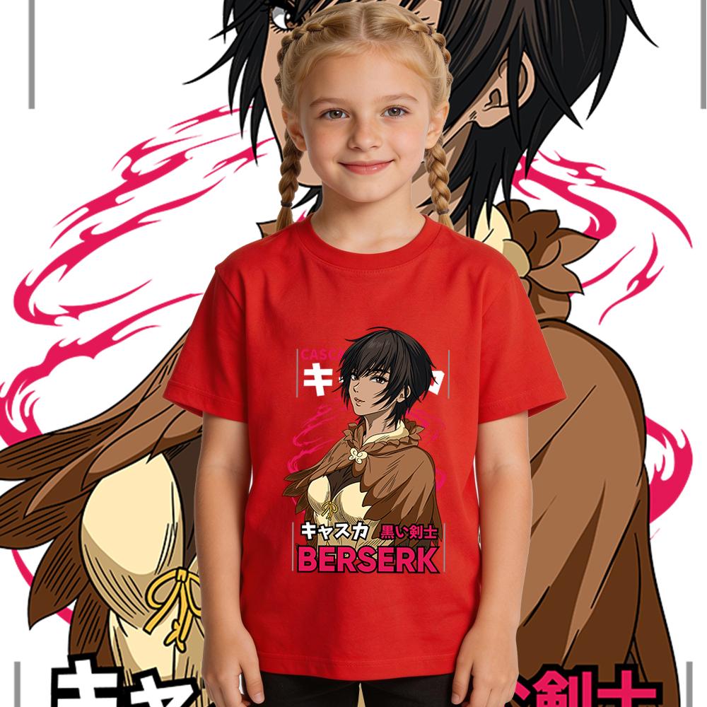 Kids Berserk Casca Anime Print Cotton T Shirt Boys Girls Casual Soft Breathable Top 100