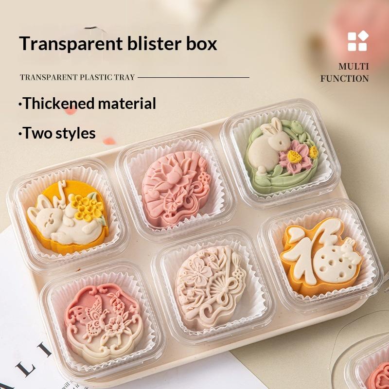 Mooncake Plastic Trays 50Pcs Transparent Thickened Sturdy Food Grade Holders for Mid Autumn Festival Homemade Pastry