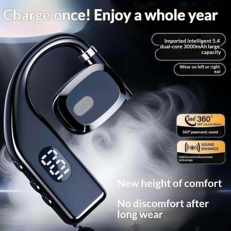 Single Ear Wireless Bluetooth Earpiece IPX4 Sweatproof 360 Sound Long Battery Life Headset for Gym Workout Outdoor