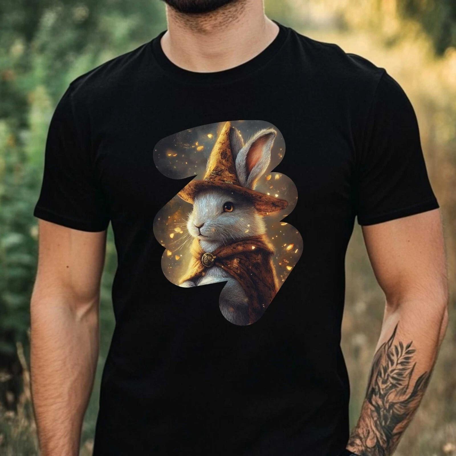 T-Shirt Herren Kaninchen Zauberer Motiv Baumwolle Größe XS bis 5XL M