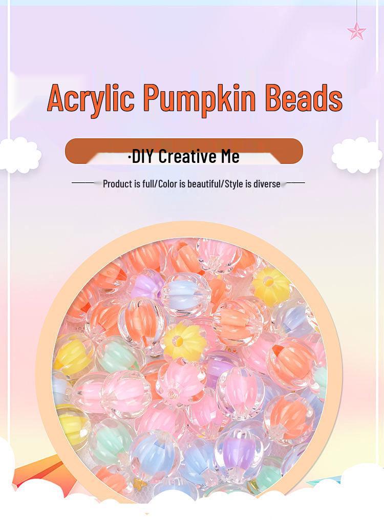Acrylic Pumpkin Beads: 10mm Loose Beads for DIY Bracelets - New 2024 Style