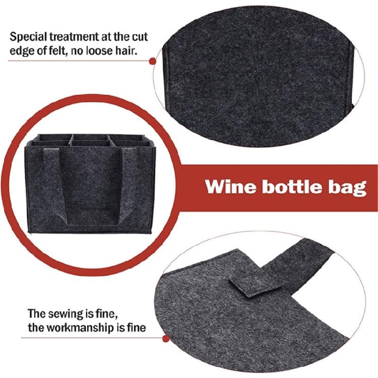 2Pieces 6 Bottle Wine Bag Nonwoven Felt Fabric with Dividers and Handle Wine Bottle Carriers Handbag for Camping Picnics