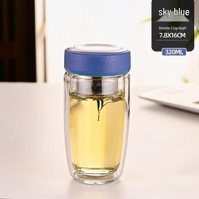 Double-Layer Glass Tumbler with Lid