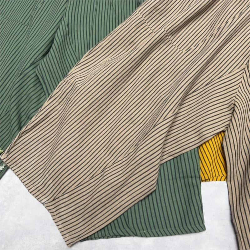 Johnature Japanese Striped Casual Pants Spring Summer Loose Wide-leg Women Ankle-lenght Harem Pants