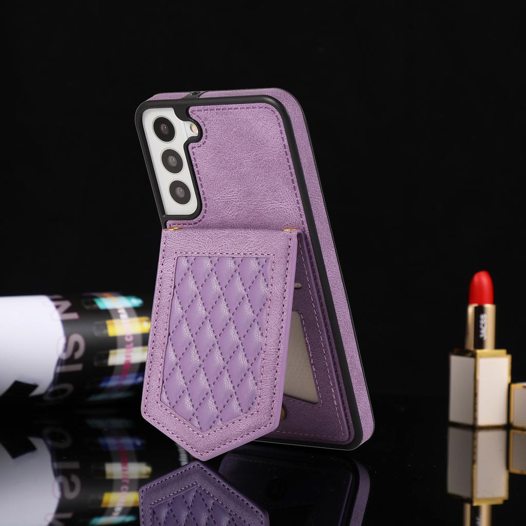 RFID Crossbody Mirror Lanyard Wallet Cards Holder Leather Case for Samsung S22 Ultra S21 Plus S23 S20fe A53 A13 A52S Stand Cover