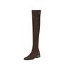 Autumn and Winter Sleeve Suede Over Knee Boots Women's Medium Heel Large Size Women's Boots Comfortable Elastic Rubber Sole Square Heel Bl