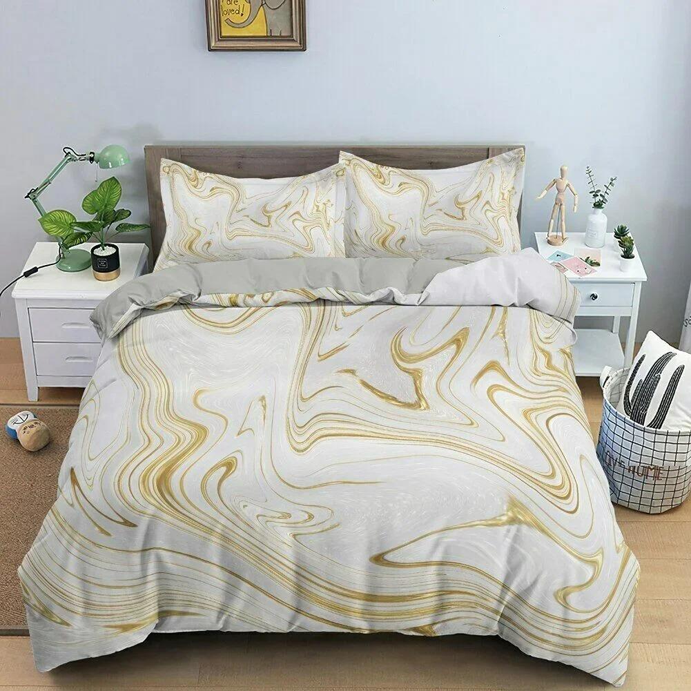3D Modern Pattern Bedding Set Duvet Cover Set Pastel Rainbow Marble Printed Comforter Cover Polyester Bedding Set 12Pillowcase