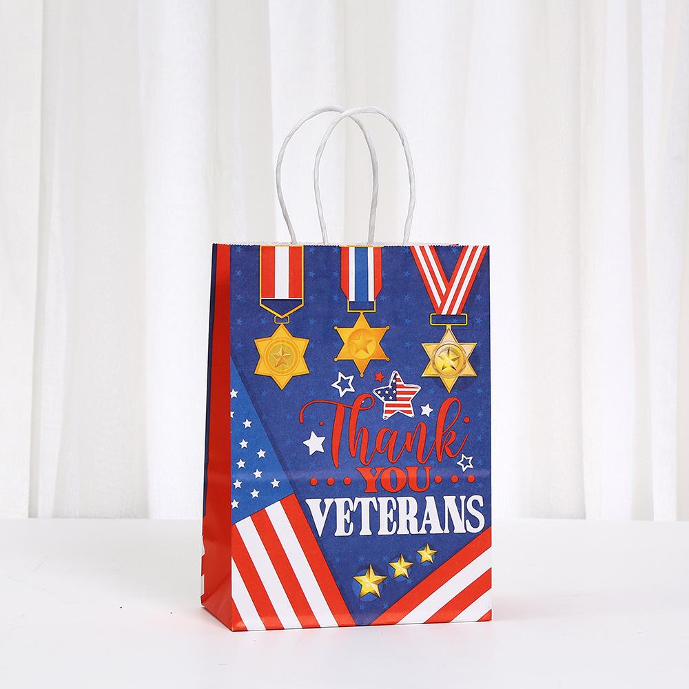 12/30pcs Patriotic Paper Tote Bags Thank You Veterans Gift Bags for Parades Donations Fundraisers Markets Return Gifts