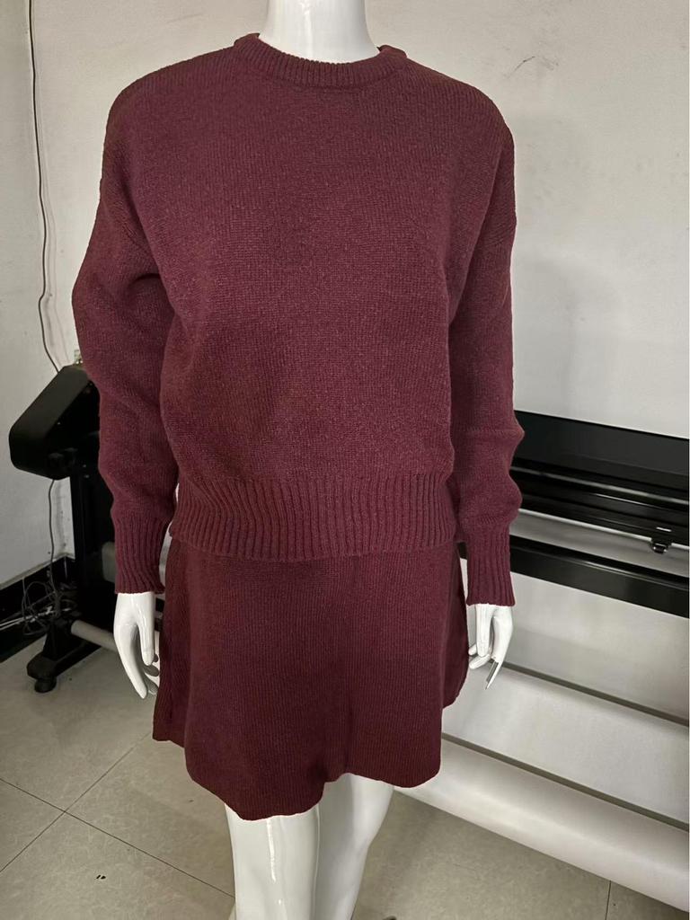 Autumn 2024 Casual College Style Knitted Sweater and Short Skirt Set for Women