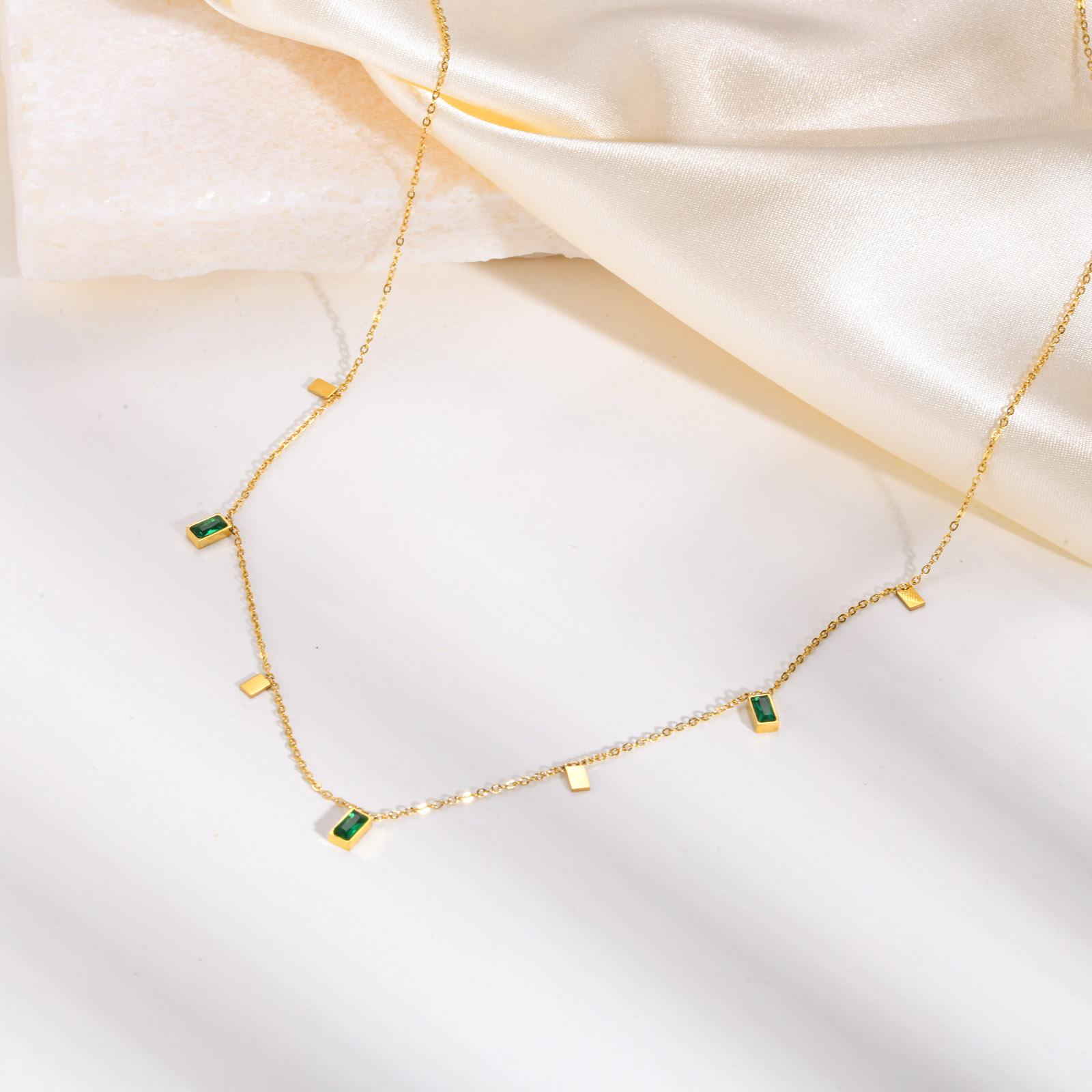Crystal Choker Necklace for Women, Stainless Steel Chain Link Elegant Stackable Jewelry