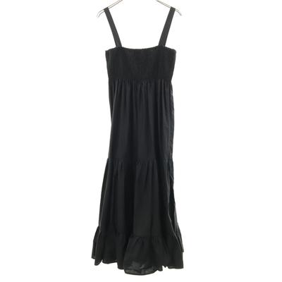 Fluid Midi Length with Stretch Details Cami One Piece M Black Women Used