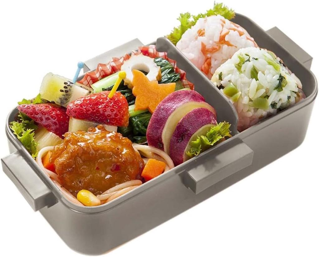 Skater Bento Single Made in for with Locking for Dishwasher and Microwave Nature Color Mauve Gray Box, 530ml, Tier, Japan, Women, 4-Point