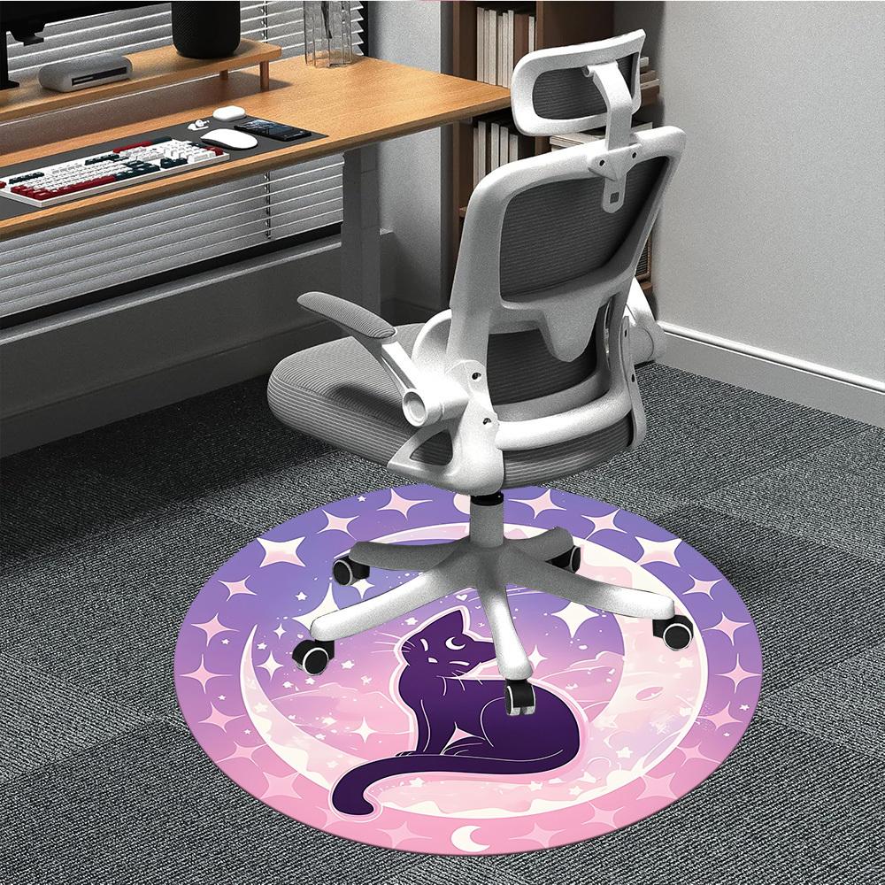 1pc Sailor Moon Cat Office Round Area Rug, Indoor Mat Suitable For Office, Under Office Chairs Bedroom Living Room Home Decor, Room Deco