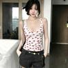 Women's Red Lip Print U-Neck Slim Fit Camisole