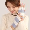 Winter Women's Fashion Knitted Warm Flip Half Finger Gloves Adult Cute Striped Office Gloves Women