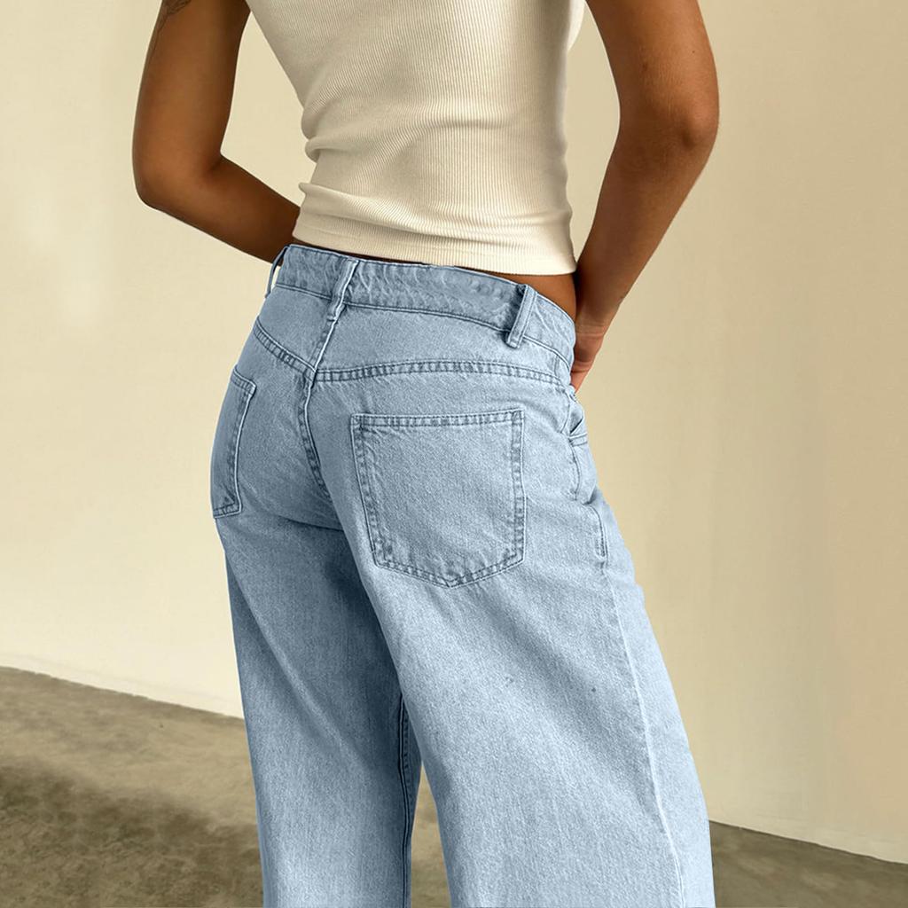 Women's Color Jeans Loose Casual Straight Leg Wide Leg Pants