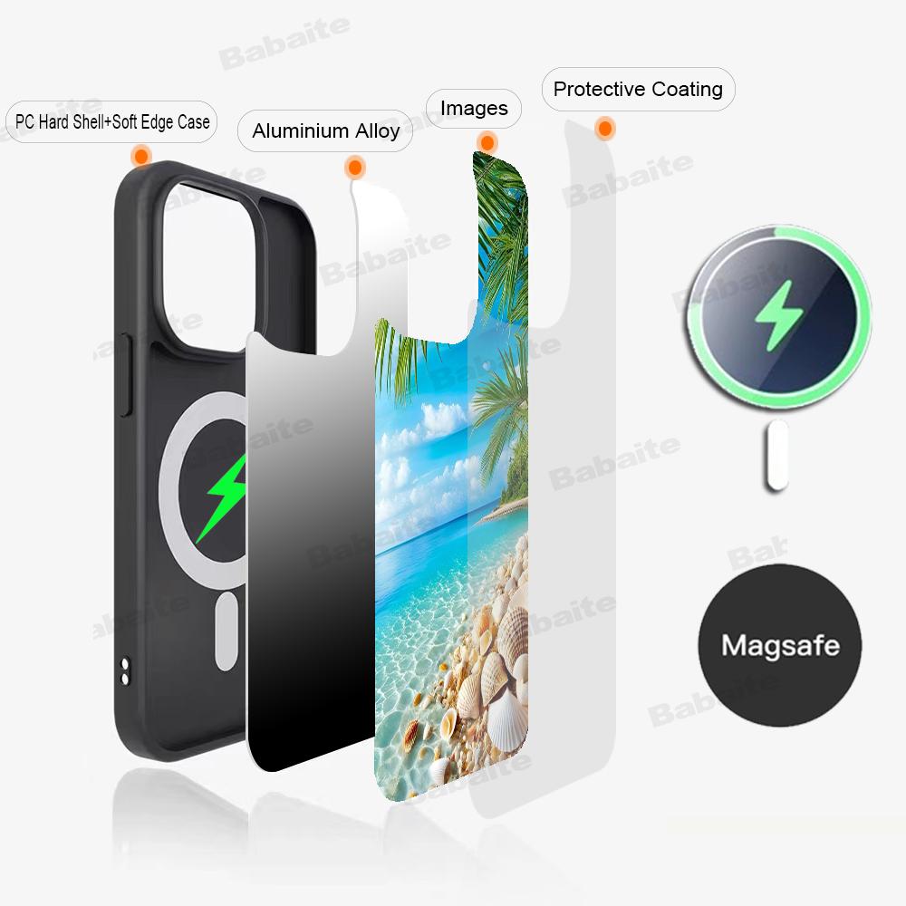 Sea Tropical Palm Trees Beach Phone Magnetic Case For IPhone 16 14 13 12 11 15 Pro Max Plus For Magsafe Wireless Charge Cover