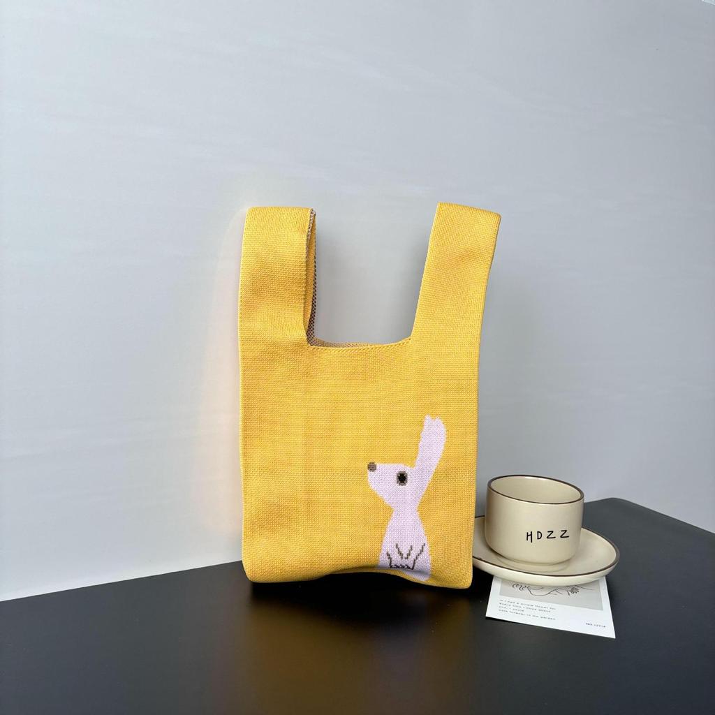 Knitted bag female animal tote bag cute souvenir snack bag versatile vest bag bucket woven gift bag