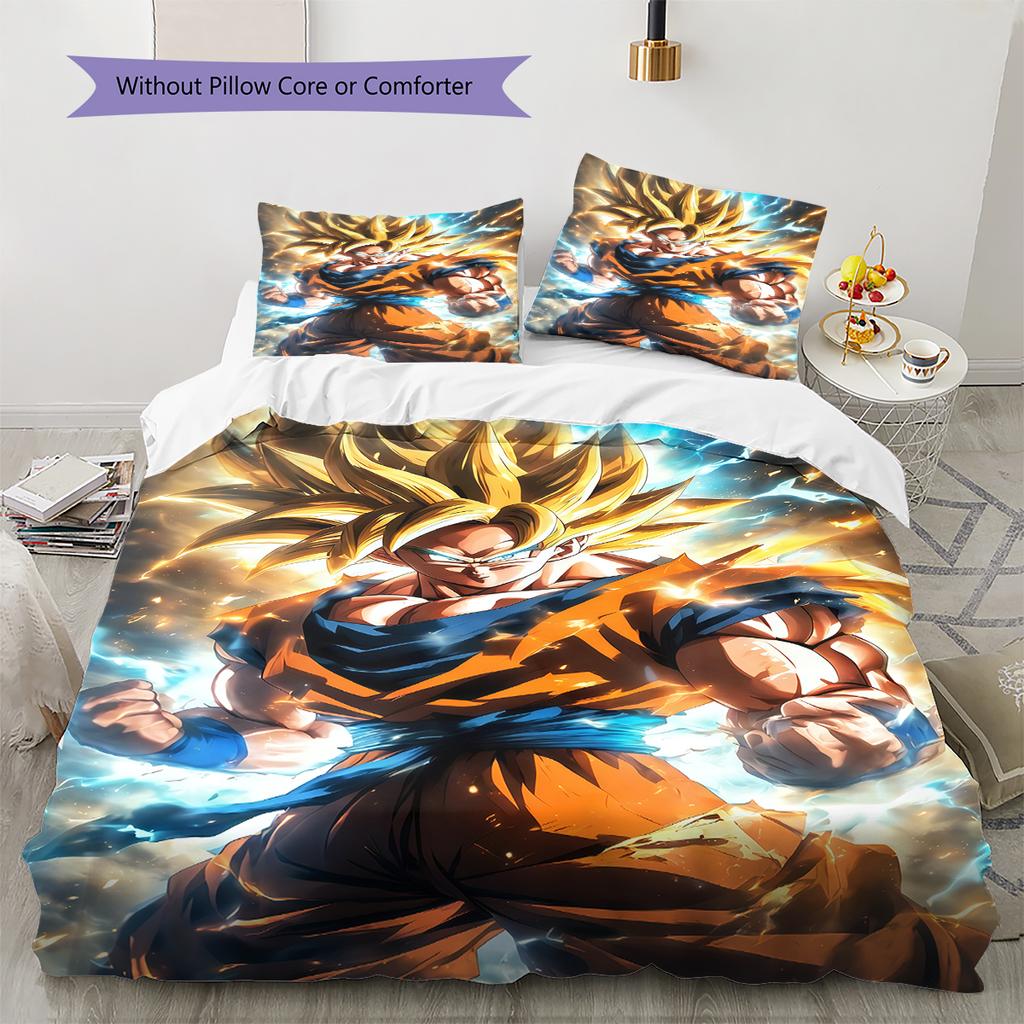 Biancheria da letto con motivo Son Goku, Set piumone Copripiumone Federa Regalo di compleanno per la casa (1 * copripiumino + 2 * federa, senza nucleo)