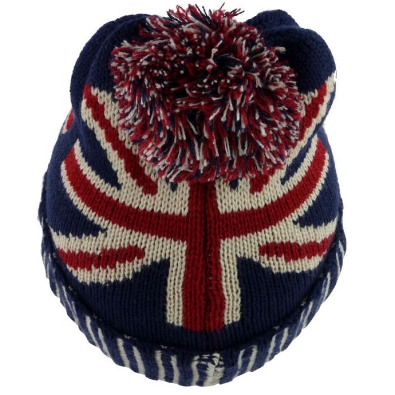 Warme gestrickte Mütze mit Jacquard-Flaggen-Design Unisex Wintermütze Streetwear Hip-Hop-Stil