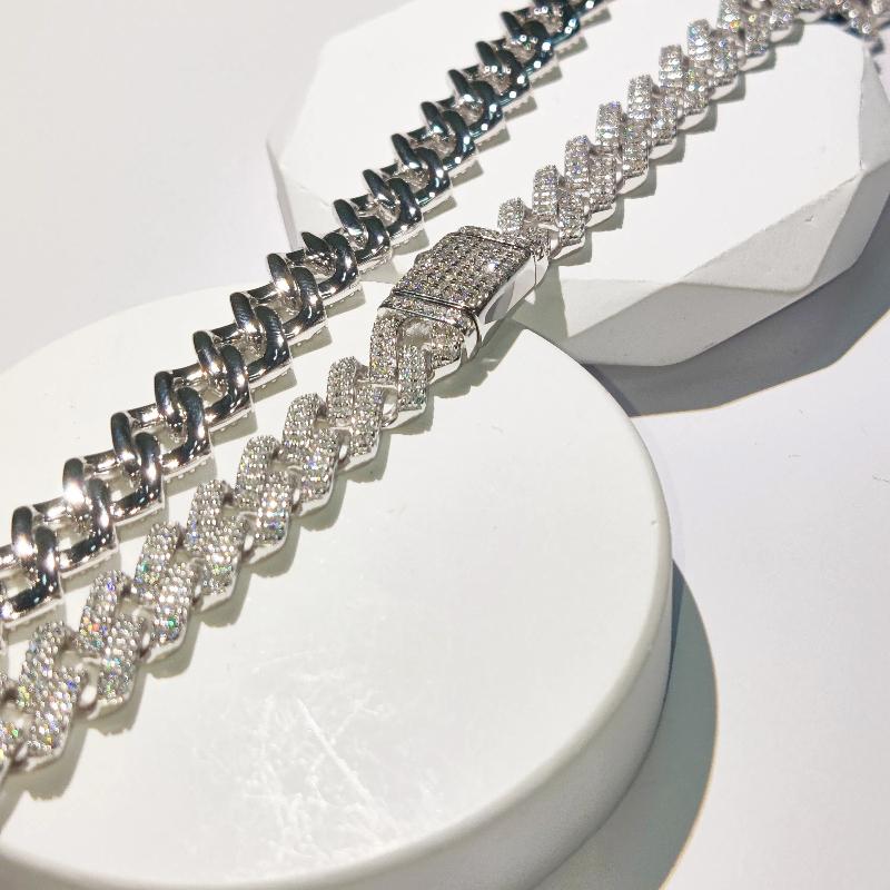 Catena Cuban Iced Out Zirconia Cubica Larghezza 14mm 2 File Maglia Cuban Miami Collana per Rapper Collana da Uomo Gioielli Hip Hop