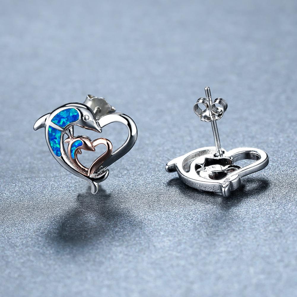 

Новые серьги-кольца с двойным цветом в форме сердца и дельфина, универсальные серьги