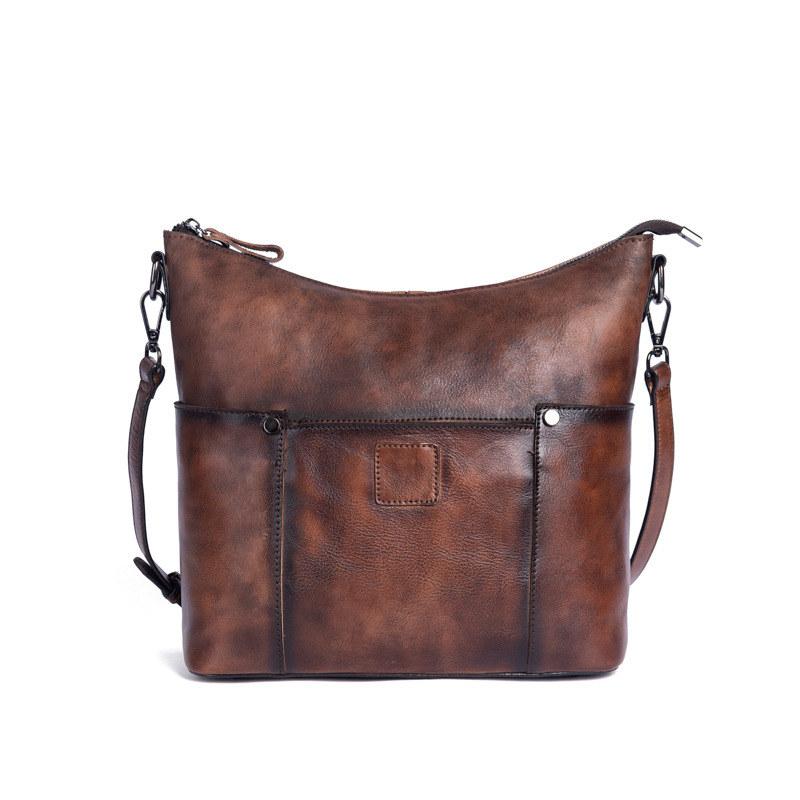 

Винтажный дизайн сумки через плечо для мужчин и женщин из натуральной кожи, сумка-мессенджер через плечо, модный кошелек на молнии GZW 27cm*27.5cm*11cm кофейный