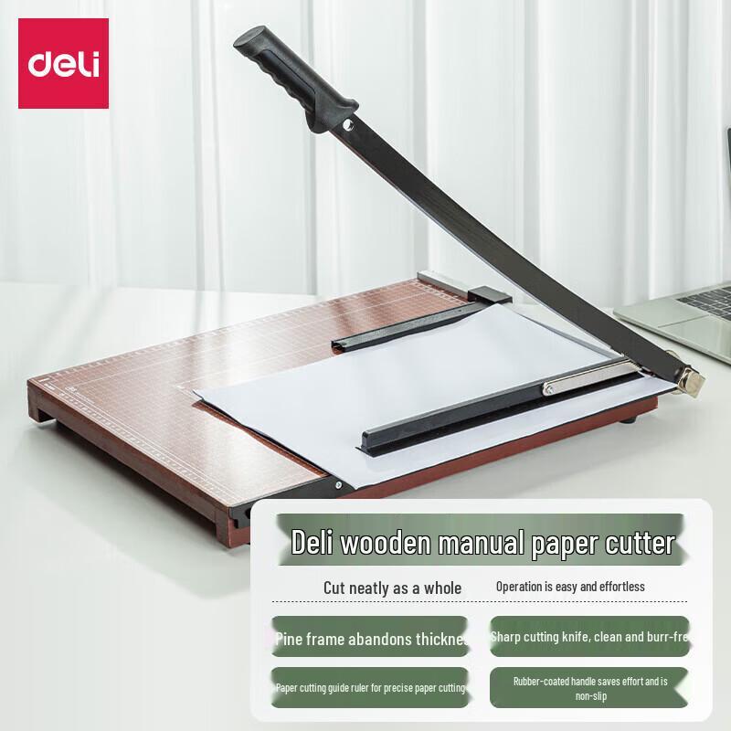 Deli 8001 Wooden Paper Cutter CN Plug (adapter Included)