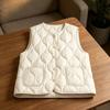 Women's 2025 Collarless Cotton Vest - Autumn/Winter Large Size Round Neck Waistcoat
