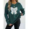 Women European Style Crew Neck Long Sleeve Butterfly Embroidery Lace Patchwork Pullover Sweater