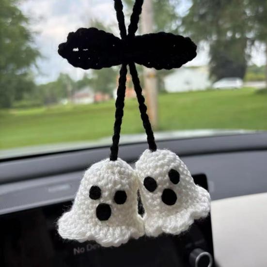 1 Pair Ghost Pendants Crochet Car Mirror Hanging Accessories
