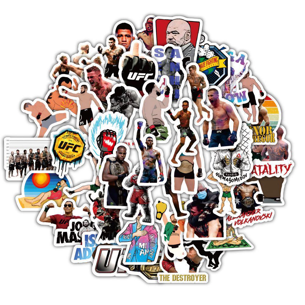 60 Wasserdichte Cartoon UFC Boxaufkleber für Handyhüllen, Gepäck, Helme und Notizbücher