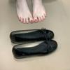 Round head bow flat bottom small red shoes 2025 new shallow mouth versatile ballet women's shoes