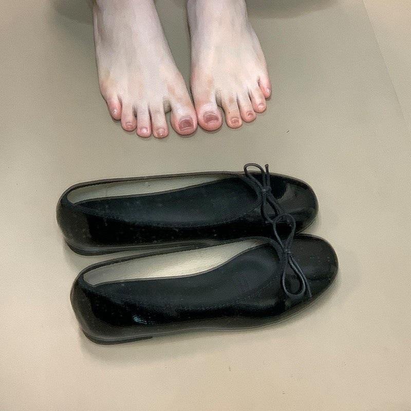 Round head bow flat bottom small red shoes 2025 new shallow mouth versatile ballet women's shoes