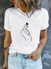 90s Finger Tshirt Heart Print Tshirt Short Sleeve Crew Neck Casual Top For Summer Spring Unisexs Clothing Top Tee