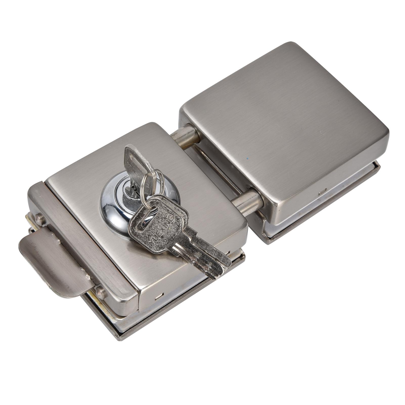 1012mm Glass Door Lock HighStrength Stainless Steel Safety Door Lock with 3 Keys for Home Office