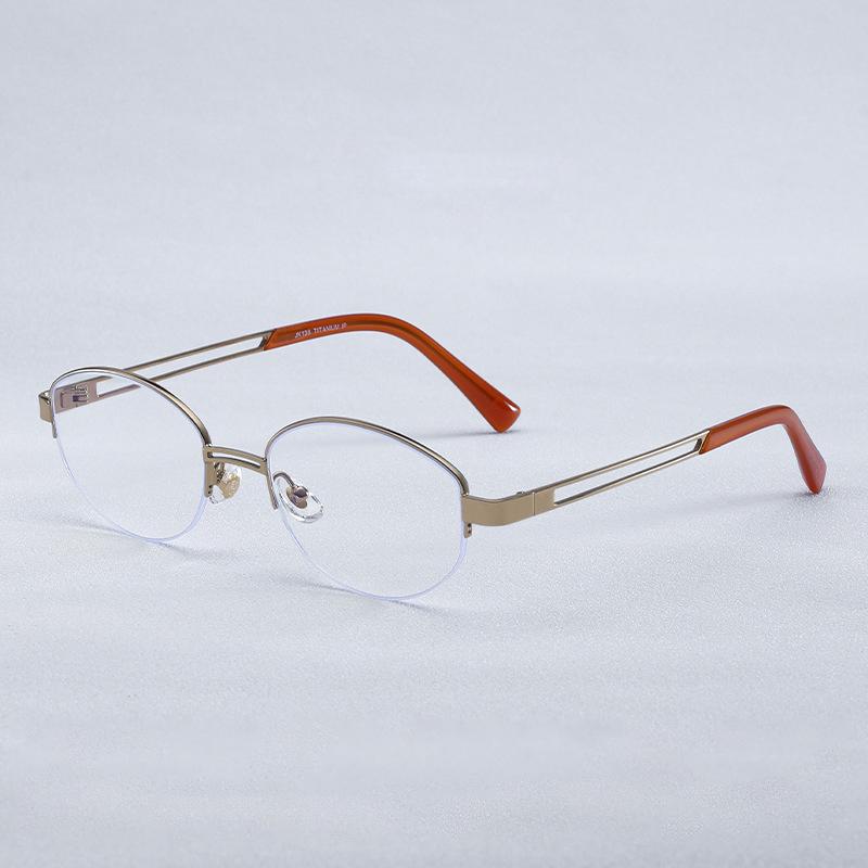 Luxury Pure Titanium Eyeglass Frame Square Men Women Eyewear Frame Retro Fashion Optical Oval Half Frame Prescription Glasses