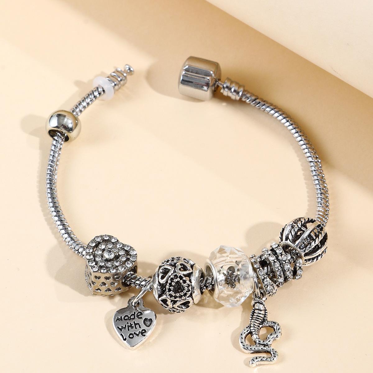 Минималистичный полый браслет-змея с бусинами, ручная работа, универсальное модное украшение